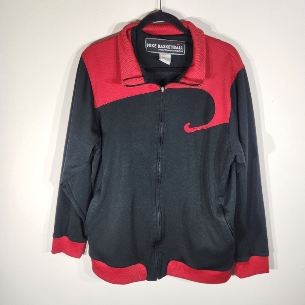 Nike Basketball Sweater Mens Large Vintage Red Black